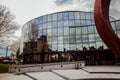 Courthouse of Arlon, Province of Luxembourg, Belgium. View of the exterior, modern glass architecture. Historic building of the ci