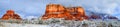 Courthouse Butte and Bell Rock under snow