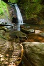 Courthouse falls framed by log and rocks Royalty Free Stock Photo