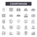 Courthouse line icons, signs, vector set, outline illustration concept Royalty Free Stock Photo