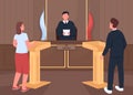 Courthouse procedure flat color vector illustration