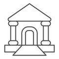 Courthouse thin line icon. Justice court or bank building. Jurisprudence vector design concept, outline style pictogram