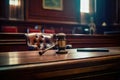Courtroom Authority: Judge\'s Gavel Symbolizing Legal Power - Generative AI