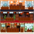 Courtroom interior concept vector flat poster set Royalty Free Stock Photo