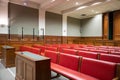 Courtroom interior Court of Law and Justice Trial Stand  Courthouse Civil Case Hearing Starts Royalty Free Stock Photo