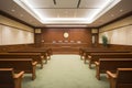 courtroom interior with empty seats