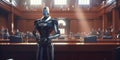 Robot judge, representing the ethical dilemmas and challenges posed by ai and automation in the legal field , concept of