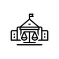 Black line icon for Courts, authority and balance Royalty Free Stock Photo