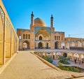 The courtyard of Agha Bozorg Mosque, Kashan, Iran Royalty Free Stock Photo