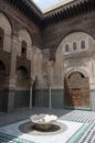 Courtyard of Al-Attarine Madrasa is a madrasa in Fez medina in M