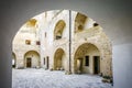 Courtyard of Aragonese castle in Otranto, Apulia, Italy Royalty Free Stock Photo