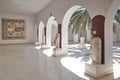 The courtyard of the archaeological museum in Sousse, with a col