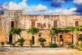 The courtyard of Arkadi Monastery Moni Arkadhiou on Crete island Royalty Free Stock Photo