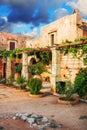 The courtyard of Arkadi Monastery Moni Arkadhiou on Crete island Royalty Free Stock Photo