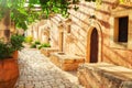 The courtyard of Arkadi Monastery Moni Arkadhiou on Crete island Royalty Free Stock Photo