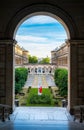 Courtyard artistic view of the hotel Dieu in Paris near Notre-Dame