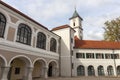 Courtyard of Aulendorf Castle, built in the 13th century, restored at the end of the 20th