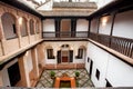 Courtyard with balcony in historical Andalusian house, Granada, Spain