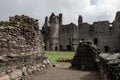 Courtyard of Balvenie Castle near Dufftown in Scotland, UK with ruined walls