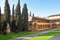 Courtyard of basilica Santa Croce in Florence, Italia Royalty Free Stock Photo