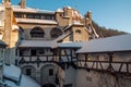 Courtyard of the Bran castle in winter