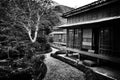 Japanese style courtyard and building