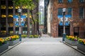 Courtyard and buildings in the Financial District of downtown To Royalty Free Stock Photo