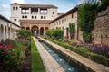 Courtyard of the Canal (Patio de la Acequia) at Generalife Palace of Alhambra - Granada, Andalusia, Spain Royalty Free Stock Photo
