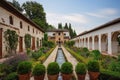 Courtyard of the Canal (Patio de la Acequia) at Generalife Palace of Alhambra - Granada, Andalusia, Spain
