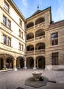 Courtyard of the castle in the old city Royalty Free Stock Photo