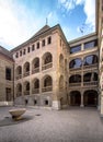 Courtyard and the castle in the old city Royalty Free Stock Photo