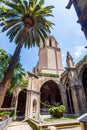 Courtyard of Cathedral of the Holy Cross and Saint Eulalia in Gothic quarter, Barcelona, Spain Royalty Free Stock Photo