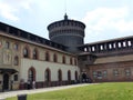 Courtyard of the castle Sforzesco to Milan in Italy.