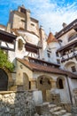 Courtyard of Dracula castle in Bran, Romania Royalty Free Stock Photo