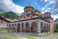 Courtyard of famous Rila monastery in Bulgaria Royalty Free Stock Photo