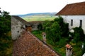 Courtyard of the fortified medieval church Ungra, Transylvania