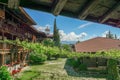 04_Courtyard fragment of medieval monastery `Nativity of the Virgin Mary` near the village of Rozhen in the Pirin Mountains, Bulg