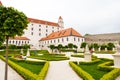 The courtyard garden of the baroque castle of Bratislava. The castle stands on an isolated rocky hill directly above the