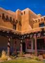 Courtyard of historic Adobe Pueblo building Royalty Free Stock Photo