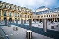 Courtyard of Honor, with the installation of columns. Palais-Royal, Paris, France. Royalty Free Stock Photo