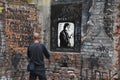 The courtyard of the house in St. Petersburg, where rock singer Viktor Tsoi worked. A place of worship for rock lovers. It`s calle