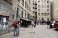 The courtyard of the house in St. Petersburg, where rock singer Viktor Tsoi worked. A place of worship for rock lovers. It`s calle