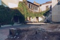 courtyard of house with virginia creeper Royalty Free Stock Photo