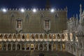 Courtyard inside the Doges palace at night in Venice, Italy. Royalty Free Stock Photo