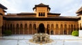 Courtyard of the Lions(Patio de los Leones)in day time. Alhambra