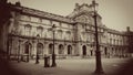 Courtyard of the Louvre Museum in Sepia, Paris, France