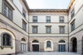 Courtyard of luxury residential building in sunlight