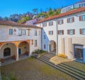 The courtyard of Madonna del Sasso Sanctuary, Orselina, Switzerland Royalty Free Stock Photo