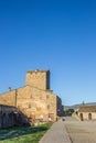 Courtyard of the medieval castle in Ainsa Royalty Free Stock Photo