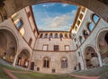 Courtyard medieval of castle of Fossano, Italy